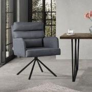 Eetkamerstoel antraciet draaibaar met afneembaar rugkussen gestoffeerd...