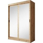 Meubella - Kledingkast Mammock 2 - Eiken - 150 cm - Met spiegel