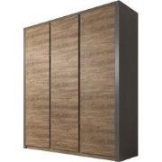 Meubella - Kledingkast Monaco - Eiken - Grijs - 166 cm