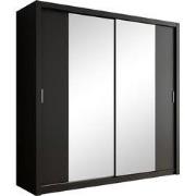 Meubella - Kledingkast Blake - Mat Zwart - 220 cm - Met spiegel