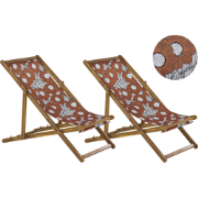 ANZIO  - Strandstoel set van 2 - Lichtbruin/Rood - Polyester