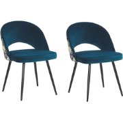 VIVIAN - Eetkamerstoel - Zeeblauw - Fluweel