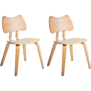 DIANA - Eetkamerstoel set  van 2 - Lichtbruin - Rubberhout
