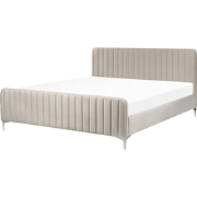LUNAN - Tweepersoonsbed - Taupe - 180 x 200 cm - Fluweel