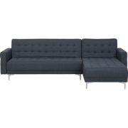 ABERDEEN - Hoekslaapbank ottomaan - Donkergrijs - Links - Polyester