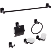 POCONE - 6-delige badkamer hardware set - Zwart - Aluminium