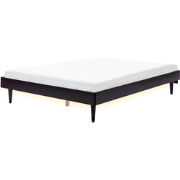 TOUCY - Bed met LED - Zwart - 160 x 200 cm - Rubberhout