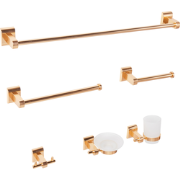 TALARA - 6-delige badkamer hardware set - Goud - Aluminium