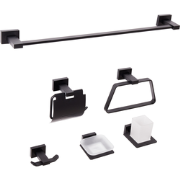 RIOHACHA - 6-delige badkamer hardware set - Zwart - Aluminium