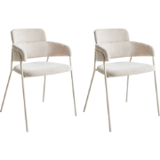 PAONIA - Eetkamerstoel set van 2 - Lichtbeige - Chenille