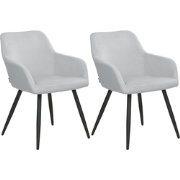 CASMALIA - Eetkamerstoel set van 2 - Lichtgrijs - Fluweel