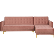 ABERDEEN - Hoekslaapbank - Roze - Linkerzijde - 267 cm - Fluweel