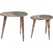 KHETUA - Bijzettafel set van 2 - Donkere houtkleur - Mangohout