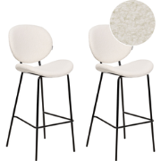 LUANA - Barkruk set van 2 - Wit - Bouclé