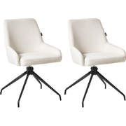 JENNER - Set van 2 eetkamerstoelen - Gebroken wit - Polyester