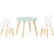 ROBIN - Kindertafel met stoelen - Lichthout/Wit - MDF