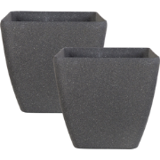 ZELI - Bloempot set van 2 - Donkergrijs - 34 cm - Stenenmix