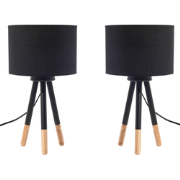 TOBOL - Tafellamp - Zwart - Chinees essenhout