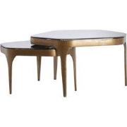 Light&living Salontafel S/2 max 77x70x42 cm AVI glas smoke+antiek bron...