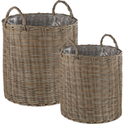 BITOLA - Plantenbak set van 3 - Zandbeige - PE rotan
