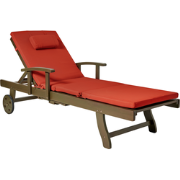 AMANTEA PREMIUM II - Tuinligstoel - Bruin/Rood - Acaciahout