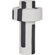 ESCOLAR - Bloemenvaas - Wit/Zwart - 28 cm - Steengoed