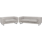 VISSLAND - Chesterfield bank - Lichtbeige - Beige - Polyester