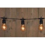 10 Partylights met filament 6cm led classic 10m/3m aanloopsnoer zwart
