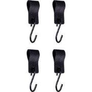 QUVIO S haak met leren bandje - Zwart - set van 4