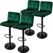 Barkruk set van 4 groen fluwelen bekleding met rugleuning en voetenste...