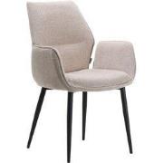 LABEL51 Eetkamerstoel Morris - Naturel - Elite - Zwart Metalen Frame