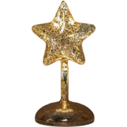 Ster op stam glas led op batterij met timer h19 cm mercury goud