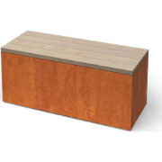 Modena Rechthoekige cortenstaal zitbank met Padouk hout L100 x B40 x H...