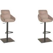 LABEL51 Barkruk Beauty - Taupe - Micro Suede - 58.5x52x88 cm - set van...