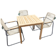Set van Trento tafel 80x80x75 teak en 4 Wasabi stoelen naturel incl. k...