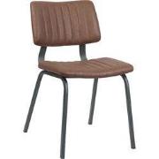 LABEL51 Eetkamerstoel Gusto - Bruin - Stof, metaal & hout - Zwart Meta...