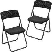 Set van 2 balkonstoelen opvouwbaar rotan look zwart bistrostoel tuinst...
