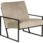 DELARY - Fauteuil - Taupe - Fluweel