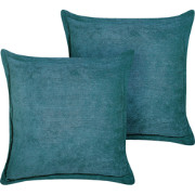 ZINNIA - Sierkussen set van 2 - Blauwgroen - 43 x 43 cm - Corduroy