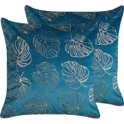 DELICIOSA - Sierkussen set van 2 - Blauw - 45 x 45 cm - Fluweel