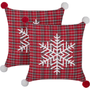 LONICERA - Sierkussen set van 2 - Rood - 45 x 45 cm - Polyester