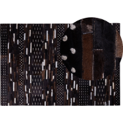 AKSEKI - Patchwork kleed - Donkerbruin - 140 x 200 cm - Koeienhuid