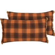 BARJA - Sierkussen set van 2 - Oranje/Zwart - 40 x 70 cm - Polyester