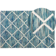 BELENLI - Laagpolig vloerkleed - Lichtblauw - 140 x 200 cm - Wol