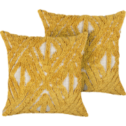 ALCEA  - Sierkussen set van 2 - Mosterdgeel - 45 x 45 cm - Katoen