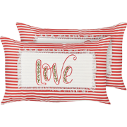 ALSINE - Sierkussen set van 2 - Rood/Wit - 30 x 50 cm - Katoen