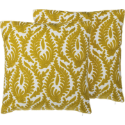 PRIMULA - Sierkussen set van 2 - Mosterdgeel - 45 x 45 cm - Katoen