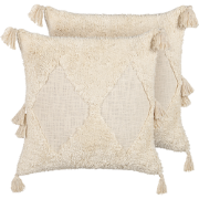 AVIUM  - Sierkussen set van 2 - Lichtbeige - 45 x 45 cm - Katoen
