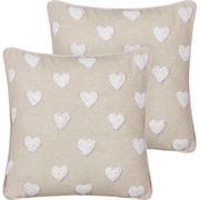 GAZANIA - Sierkussen set van 2 - Beige/Wit - 45 x 45 cm - Katoen