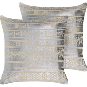 OUJDA  - Sierkussen set van 2 - Zilver - 50 x 50 cm - Katoen